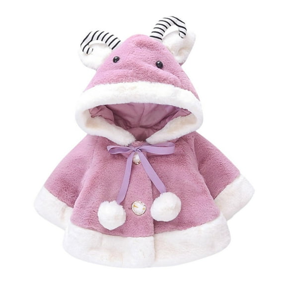 NOKIO Baby Girls Cloak Winter Jacket Toddler Girls Animal Print Outwear Warm Hooded Coat Princess Cloak Cape Winter Outdoor Baby Jacket Snowsuit Cotton Hooded Warm Winter Kid Car Seat Coat