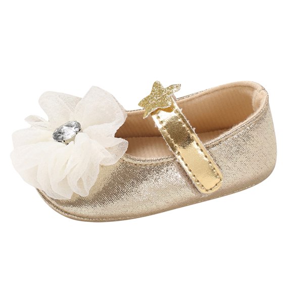 NOKIO Baby Girls Shoes Mary Jane Flats Shoes Anti-Slip Soft Rubber Sole Toddler First Walkers Princess Dress Shoes Soft Sole Baby Shoes Rubber Sole Crib Shoes Infant Baby Walking Shoes