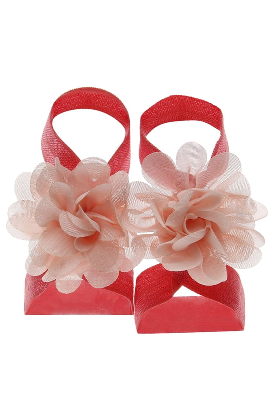 Baby Strappy Sandals Baby Summer Sandals Adorable Newborn Sandals Girls' Strappy Sandals 22 Pairs Solid Chiffon Flower Barefoot Sandals Feet Accessories For Baby Girls Toddlers Kids