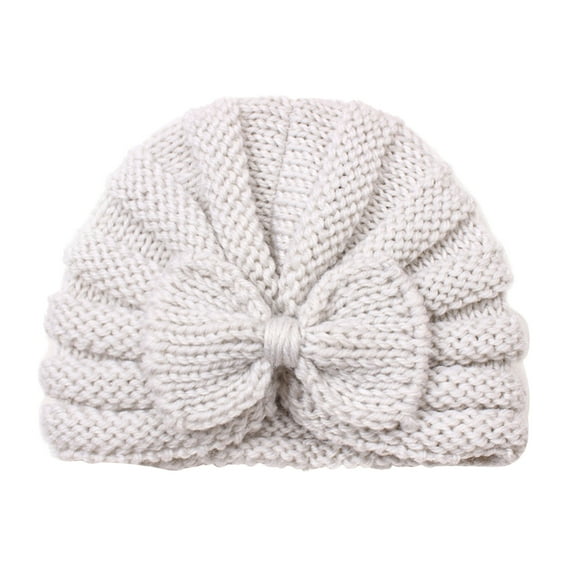 NOKIO Baby Winter Soft Knit Cap Newborn Warm Winter Dome Hat Baby Soft Round Top Beanie Toddler Baby Boys Girls Knitted Cap Beaniess Solid Cotton Bowknot Elastics Turban Hat