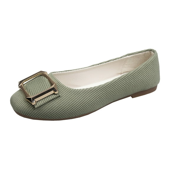 NOKIO Ballet Flats Shoes for Women Women Square Buckle Flat Shoes Slip On Shallow Mouth Simple Single Shoes Casual Shoes Work Shoes Womens Dresses Shoes for Mom Flats for Women Footwear