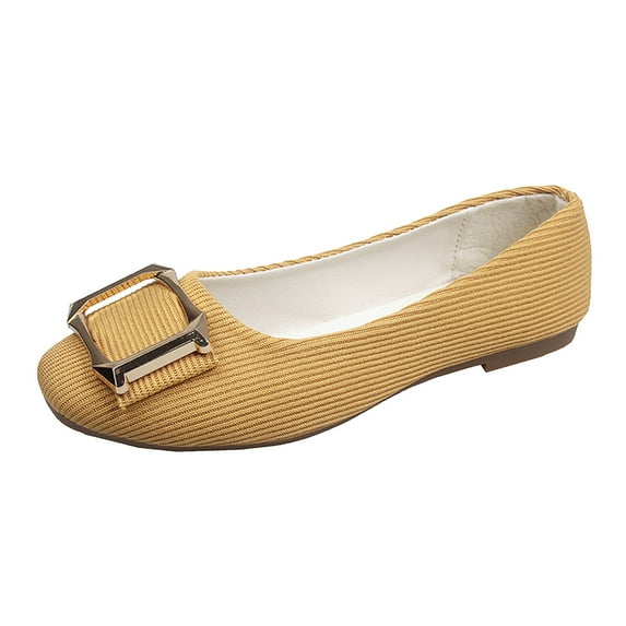 NOKIO Ballet Flats Shoes for Women Women Square Buckle Flat Shoes Slip On Shallow Mouth Simple Single Shoes Casual Shoes Work Shoes Womens Dresses Shoes for Mom Flats for Women Footwear