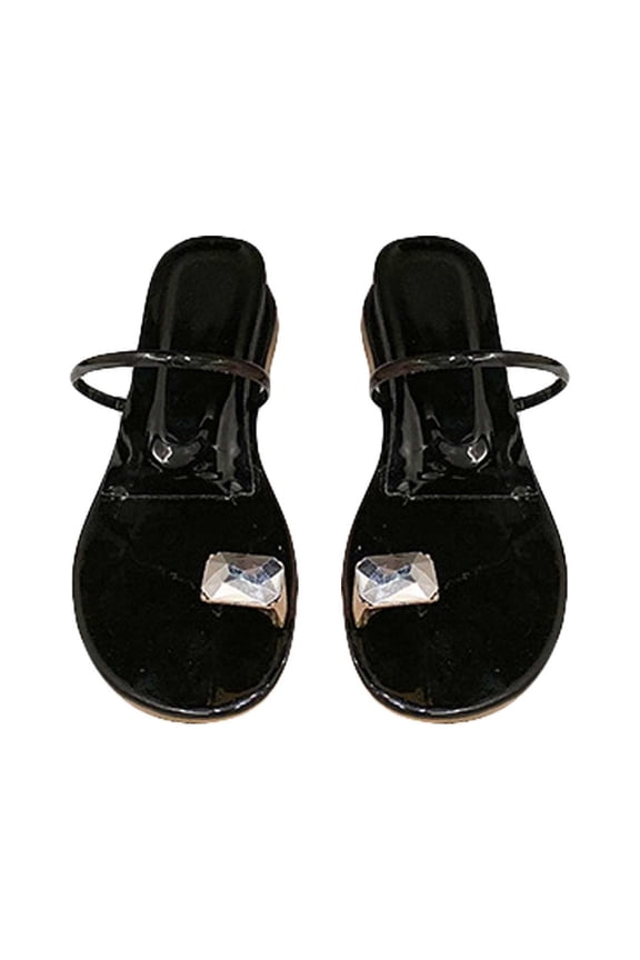 Beach Sandals for Ladies 2024 Summer Model Of A Rhinestone Inner Height Heel Heel Slippers Women Wearing Beach Sandals Party Shoes