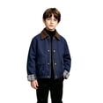thumbnail image 1 of NOKIO Boys Corduroy Collar Jacket Plaid Cuff Zip Up Button Windbreaker with Pockets Casual Outerwear Fall Spring School Outdoor Play Daily Wear Toddler, 1 of 7
