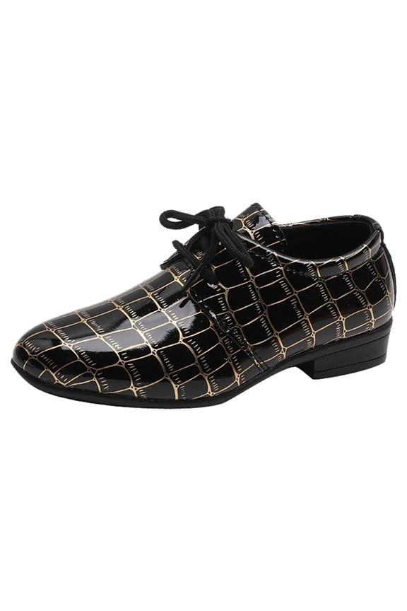 Boys Girls Classic Wingtip Oxford Dress Shoes Wedding Church School Uniform Loafer Flats for Toddlers, Little Kids,Big Kids Low Heel Lace Up Leather Dress Dance Performance Shoes