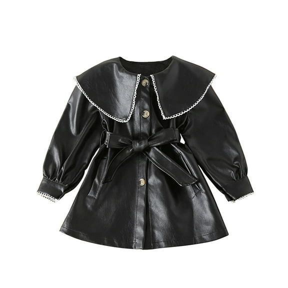 NOKIO Boys Girls Faux Leather Jacket for Kids Motorcycle Biker Leather Jackets, Baby Girls Jacket Turn Down Coat Winter Leather Toddler Girls Kids Winter Coat Dress Toddler Track Jackets