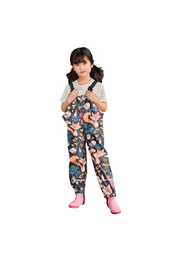 Boys And Girls Outdoor Bib Rain Pants Kids Rain Pants Suspender Waterproof Trousers Toddler Girl Boy Mud Dirty Proof Rain Trousers Waterproof Dungarees 2-11 Years Adjustable Strap Rain Tro