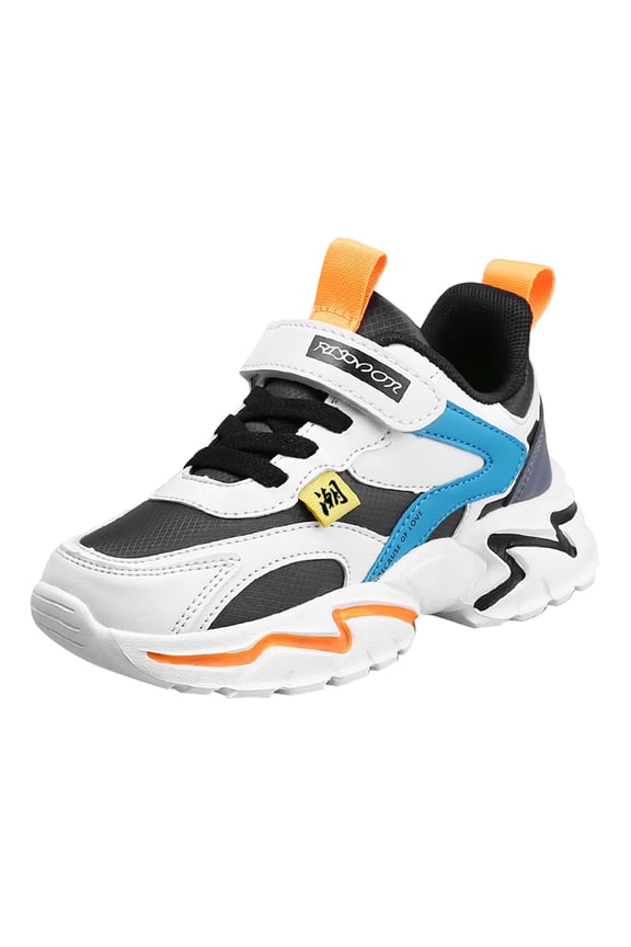 Boys Leather Casual Shoes All-Season Adjustable Lace-Up Sneakers for Medium-Big Kids Athletic Outdoor Play Durable Footwear