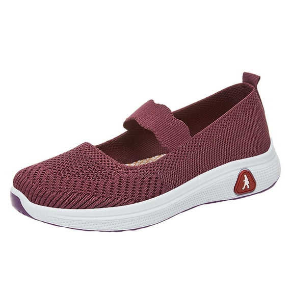 NOKIO Breathable Women'S Athletic Shoes Breathable Women'S Mesh Flats Fashion Spring And Summer Women Casual Shoes Flat Bottom Slip On Soft Bottom Non Slip Mesh Elastic Belt For Comfort