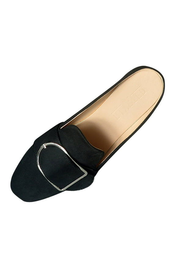 Buckle Flats Comfortable Slip on Women Mules Flats Shoes Backless Loafers Women's Spring And Autumn New Flat Square Head Casual Shoes Women'S Flat Mules