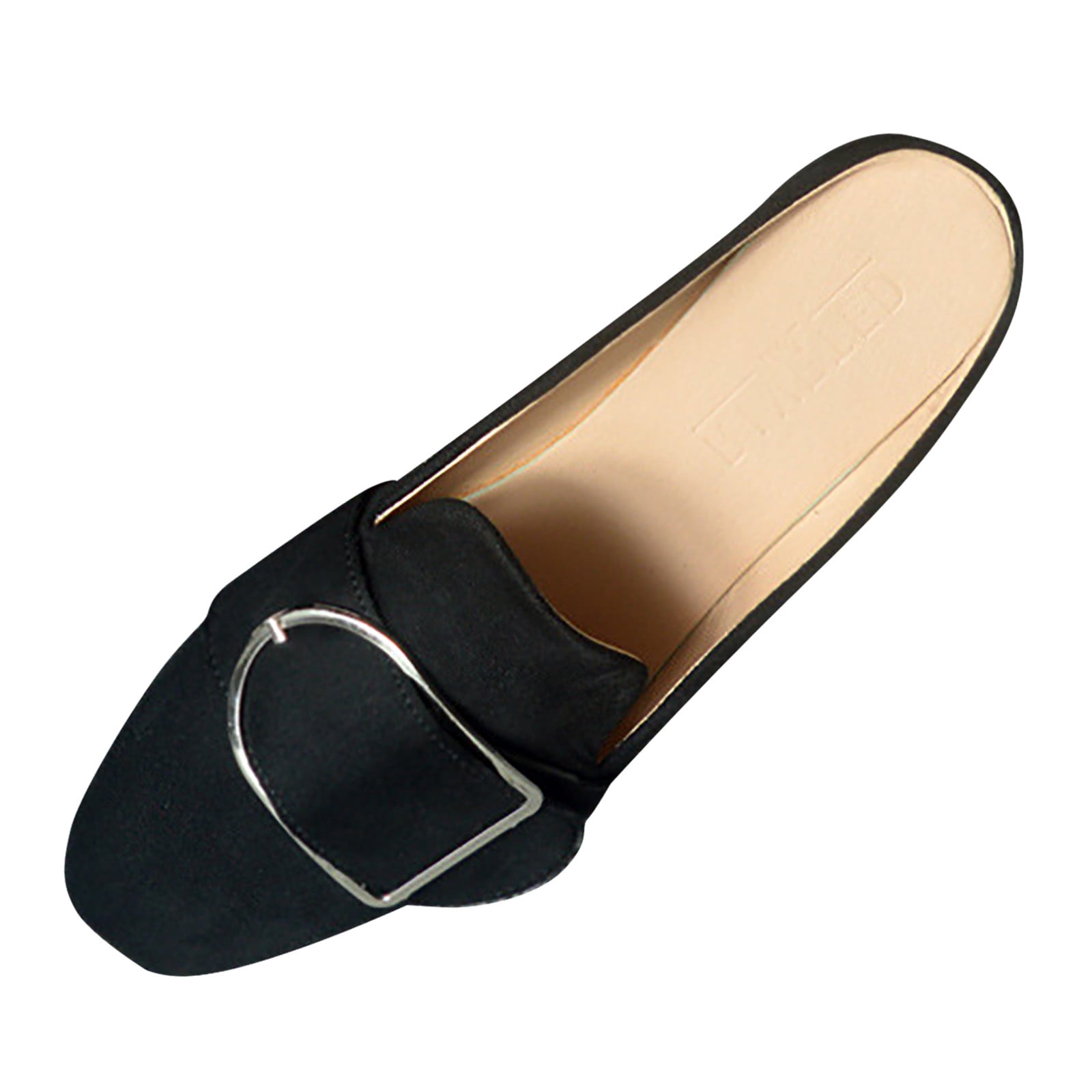 Ankis Black Mules For Women Flats -Buckle Mules Shoes For