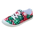thumbnail image 1 of NOKIO Canvas Tennis Shoes for Women Low Top Casual Christmas Print Sneakers for Women Lace Up Fashion Comfortable Walking Shoes Fashion Soft Sole Non Slip Casual Shoes, 1 of 7