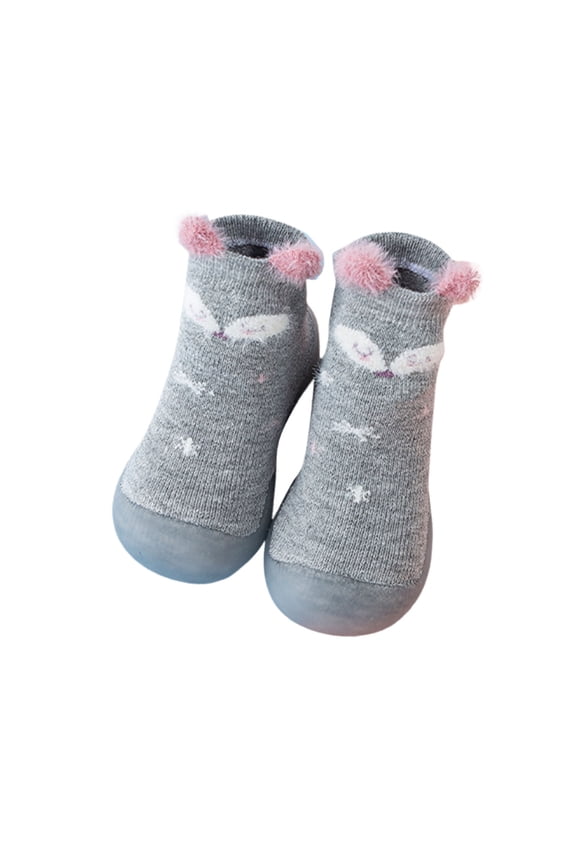 Cartoon Character Anti-Slip Sock Shoes for Prewalkers, Ultra-Flexible Sole Baby Floor Socks with Cute Elephant Lion Tiger Patterns - Toddler 0-3 Years