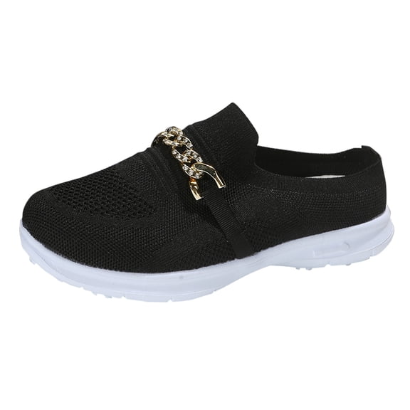 NOKIO Casual Women'S Breathable Knit Slip-Ons Leisure Women's Slip On Chain Travel Soft Sole Comfortable Shoes Outdoor Mesh Runing Fashion Sports Breathable Lazy Shoes