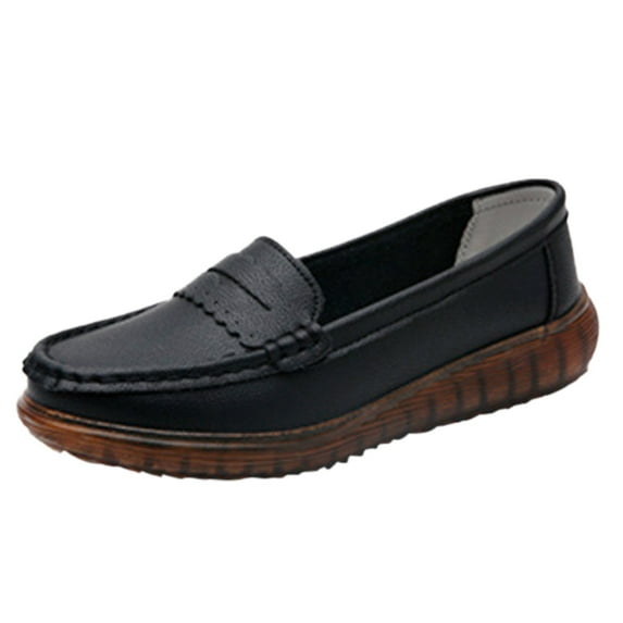 NOKIO Casual Women'S Flat Shoes Casual Women'S Walking Shoes Cozy Women'S Loafers Comfortable Ladies' Leisure Shoes Breathable Work Shoes Women Shoes In Non Slip Sole White Leather Shoes