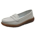 thumbnail image 1 of NOKIO Casual Women'S Flat Shoes Casual Women'S Walking Shoes Cozy Women'S Loafers Comfortable Ladies' Leisure Shoes Breathable Work Shoes Women Shoes In Non Slip Sole White Leather Shoes, 1 of 7