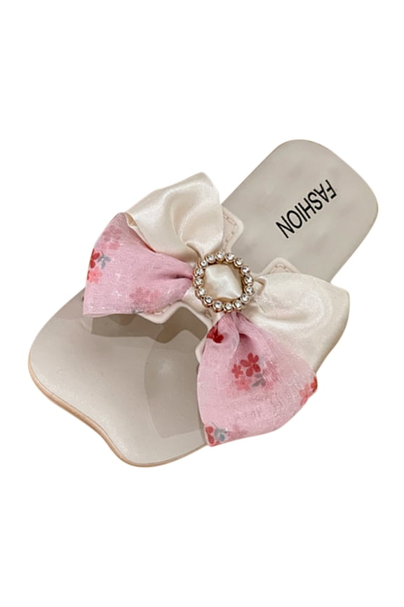 Children Girls 3D Butterfly Slides Slippers - Bowknot Design Beach Sandals with Sweet Bow Accents, Soft Sole Girls Slippers for Poolside Fashion Statements