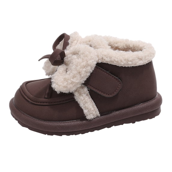NOKIO Children'S Cozy Slip-On Short Boots Girls Spring Autumn Winter Cotton Shoes Plus Velvet Warm Versatile Short Boots Girls Soft Bottom Non Slip Boots