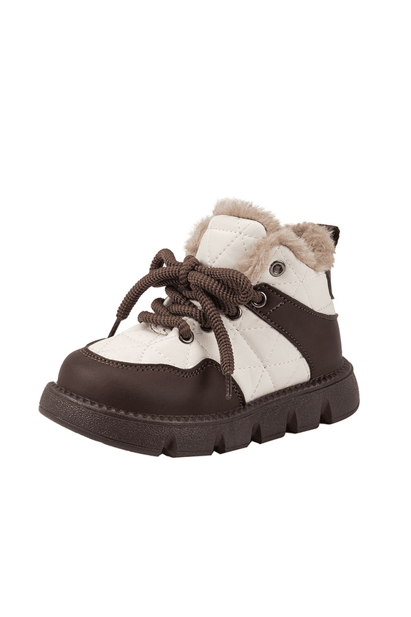 Children'S Cozy Walking Shoes Fashion Big Kids Winter Water Proof Flat Keep Warm Snow Boots Comfortable Shoes Boys' Winter Baseball Cleats Boys' Plush Athletic Shoes