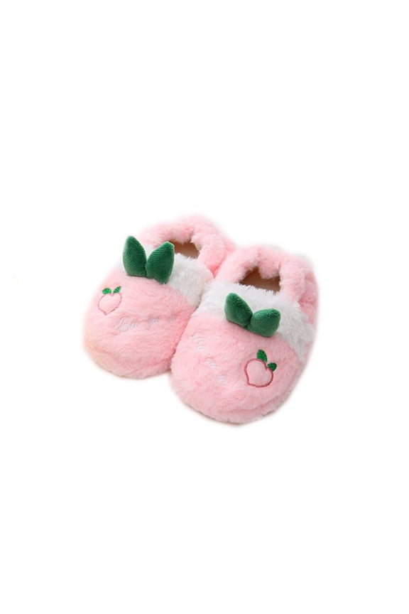 Children'S Cute Holiday House Shoes Children'S Slip-On Slippers Kids Cozy Slippers Boys Girls House Slippers Kids Indoor Footwear Children's Winter Cute Peach Warm Plush Cotton Slippers