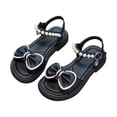thumbnail image 1 of NOKIO Children'S Fashion-Forward Peep Toe Sandals Girls' Stylish Sandals Kids Urban Chic Sandals Toddler Girls Sandals Pearl Rhinestone Bow Princess Shoes Summer Shoes Little Child/Big Kids, 1 of 7