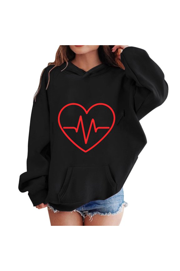 Children'S Festive Snowflake Printed Pullover Autumn Winter Santa Claus Round Neck Sweatshirt For Kids Girl's Fall/Winter Valentine's Day EKG Printed Padded Hooded Throwback Pocket Sweatshirt