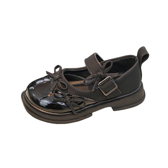 NOKIO Children'S Leather Princess Dressy Shoes Girls Spring And Autumn Leather Shoes For Middle And Large Children Girls Soft Sole Children's Black Performance Shoes