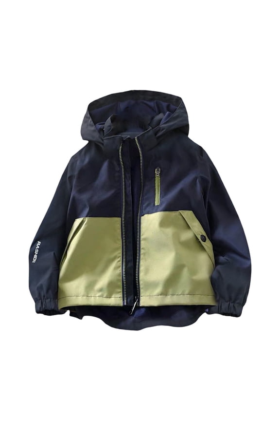 Children'S Lightweight Windproof Jacket Kids' Hooded Autumn Jacket Boys' Spliced Hardshell Zipper Breathable Outdoor Children's Coat For 3 To 9 Years Baby Toddler Boys Girls Winter Coats