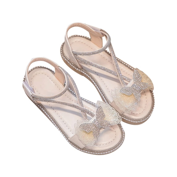 NOKIO Children'S Princess Glitter Sandals Girls' Princess Sandals Girls' Sandals Summer Baby Toddler Sandals Summer Lightweight Breathable Rhinestone Bow Girls Beach Sandals