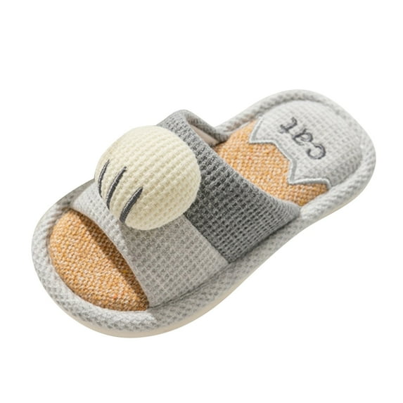 NOKIO Children'S Summer Cotton Slippers Boys Girls Linen Flip Flops Children'S Comfortable Linen Slippers Children Shoes Fashion Linen Slippers Cute Sartoon Wood Floor Indoor Boys And Girls Slippers