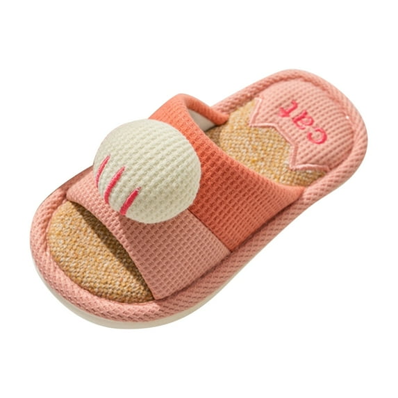 NOKIO Children'S Summer Cotton Slippers Boys Girls Linen Flip Flops Children'S Comfortable Linen Slippers Children Shoes Fashion Linen Slippers Cute Sartoon Wood Floor Indoor Boys And Girls Slippers