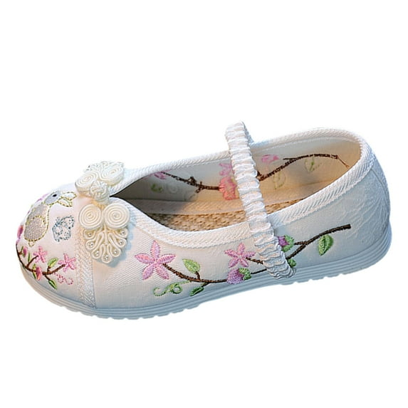 NOKIO Chinese Traditional Floral Butterfly Embroidery Shoe Princess Dress Flats Shoes Girls Flat Bottomed Embroidered Sandals Fashionable Children Performance Sandals
