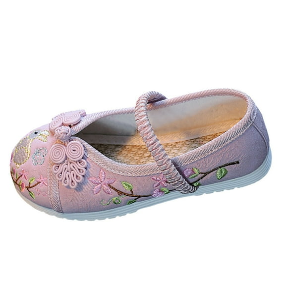 NOKIO Chinese Traditional Floral Butterfly Embroidery Shoe Princess Dress Flats Shoes Girls Flat Bottomed Embroidered Sandals Fashionable Children Performance Sandals