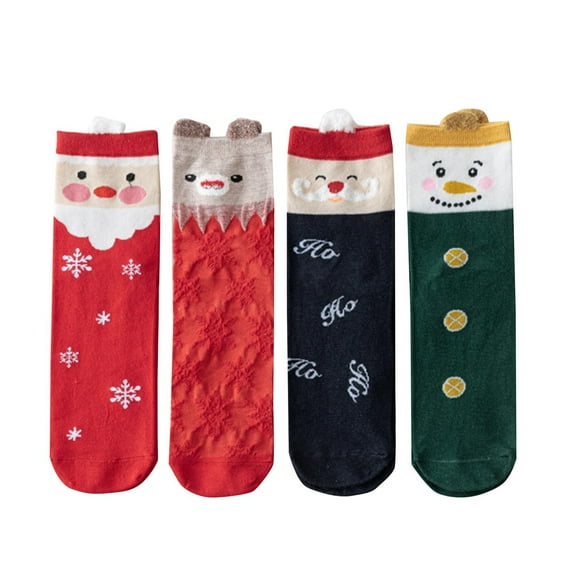 NOKIO Christmas Socks Gift Set 4 Pairs Of Festive Patterned Comfortable Cotton Socks Unisex Gift Ladies' Basic Ankle Socks Women'S Novelty Crew Socks Chic Women'S Mid-Calf Socks