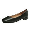 thumbnail image 1 of NOKIO Chunky Heels Pumps Ladies Fashion Solid Color Leather Square Toe Shallow Mouth Heel Casual Shoes Comfortable Office Work Pumps for Ladies Female Slip ons, 1 of 9