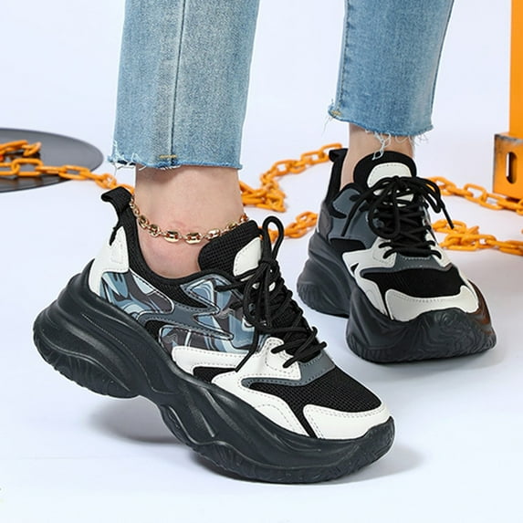 NOKIO Chunky Sneakers for Women Platform Mesh Dad Walking Shoes Comfortable Breathable Casual Fashion Running Shoes Lightweight Breathe Mesh Fashion Sneakers