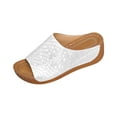 thumbnail image 1 of NOKIO Clearence Comfortable Arch Support Slides Women's Solid Color Sandals Breathable Summer Orthotic Leather Platform Wedge Sandals Slip on Women All Day Walking Casual Sandal, 1 of 8