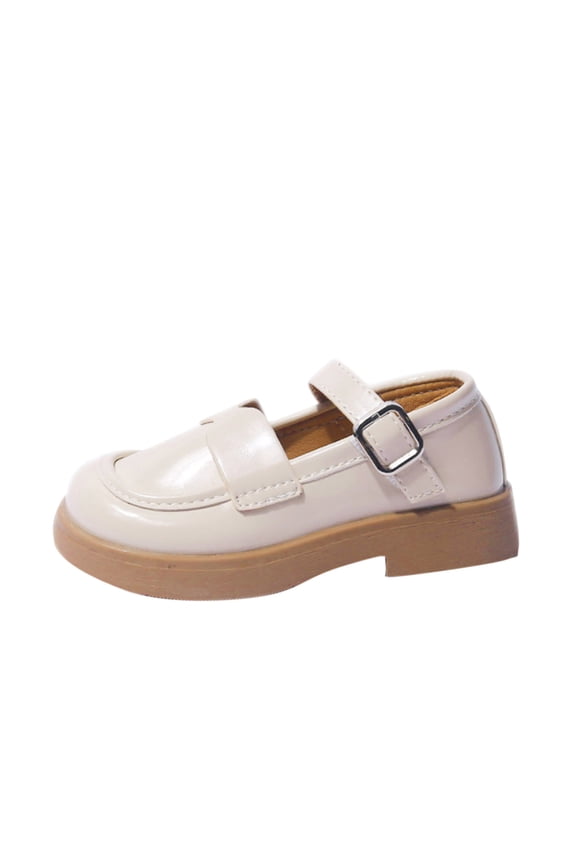 Clearence Thick Sole Mary Jane Shoes for Girls - Simple Design Spring Summer Leather Flats Non-Slip Dress Shoes Buckle Closure Comfortable All-Day Wear
