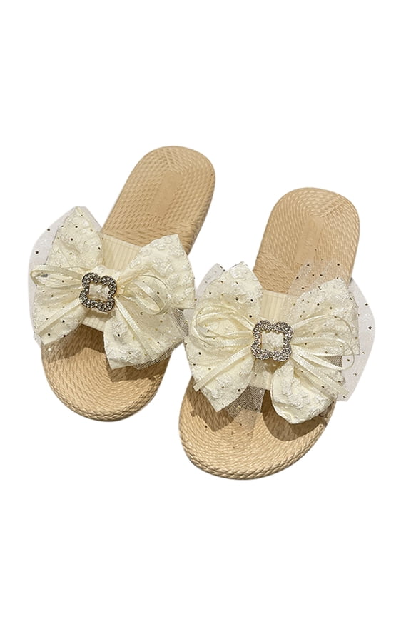 Clearence Women's Adjustable Bow Strap Sandals Non-Slip Lightweight Design for Home Outdoor Beach Walking & Year-Round Casual Comfort