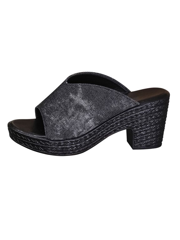 Clearence Women’s Fish Mouth Roman Sandals Summer Heeled Slides with Fish Mouth Toe Design Thick Non-Slip Sole Orthopedic Cushioning Comfortable Beach Casual Footwear