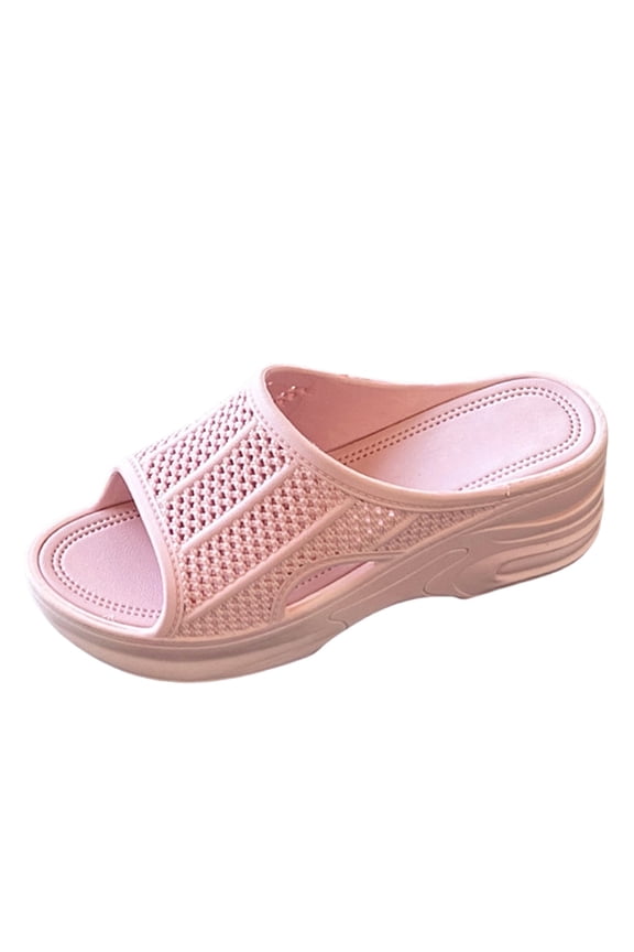 Clearence Women’s Height Boost Hollow Wedge Flip Flops, Fish Mouth Beach Sandals with Non-Slip Platform Sole & Adjustable Ankle Strap for Summer