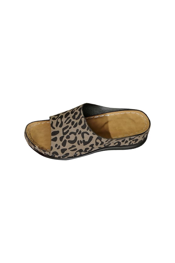 Clearence Women’s Leopard Print Slide Sandals Summer Indoor/Outdoor Slippers with Breathable Mesh Upper Non-Slip Rubber Sole Cushioned Comfort Lightweight Footwear