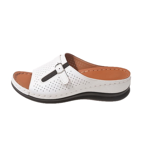 NOKIO Clearence Women's Orthopedic Platform Sandals Arch Support Wedge Heel Lightweight Summer Walking Shoes Non-Slip Damping Sole Beach Casual Slippers with Cushioned Footbed