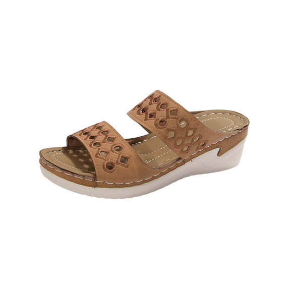 NOKIO Clearence Women’s Orthopedic Summer Sandals Embroidered Vintage Design Slip-On Walking Shoes Arch Support Cushioned Sole Non-Slip Casual Flip Flops