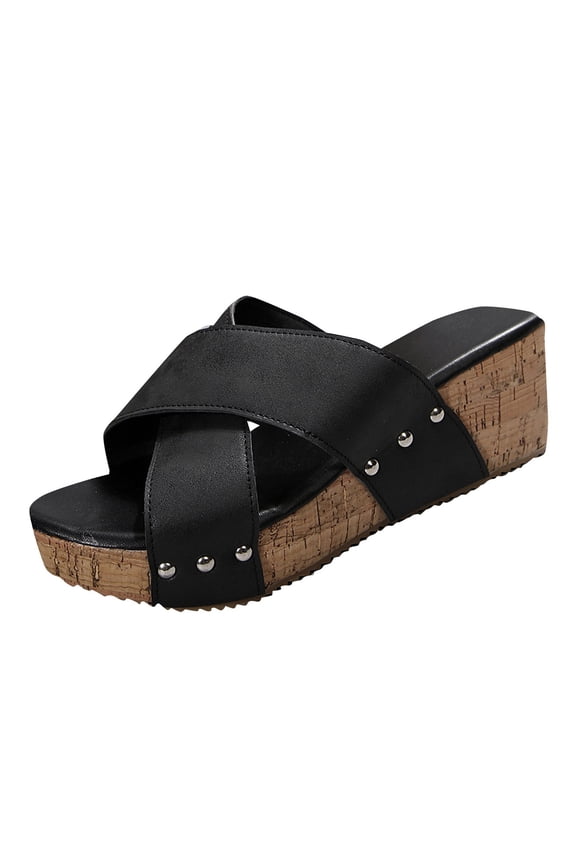 Clearence Women’s Plus-Size Fishmouth Sandals Summer Beach Slides with Thick Platform Wedge Sole Orthopedic Arch Support Non-Slip Comfort Shoes