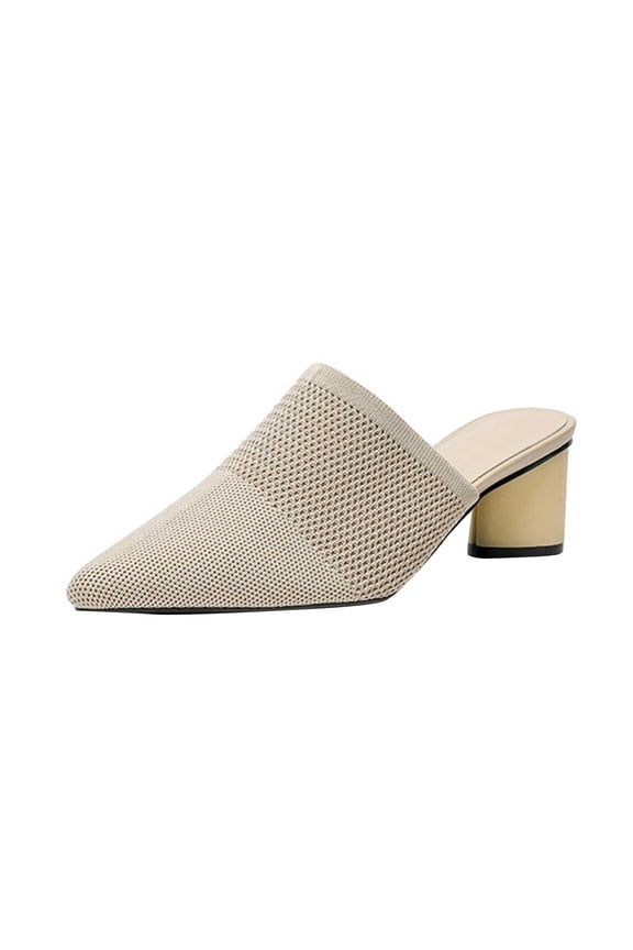 Clearence Women’s Pointed-Toe Slide Sandals Summer Breathable Slippers with Hollow Cutout Back Thick Platform Cushioning Non-Slip Casual Indoor Footwear