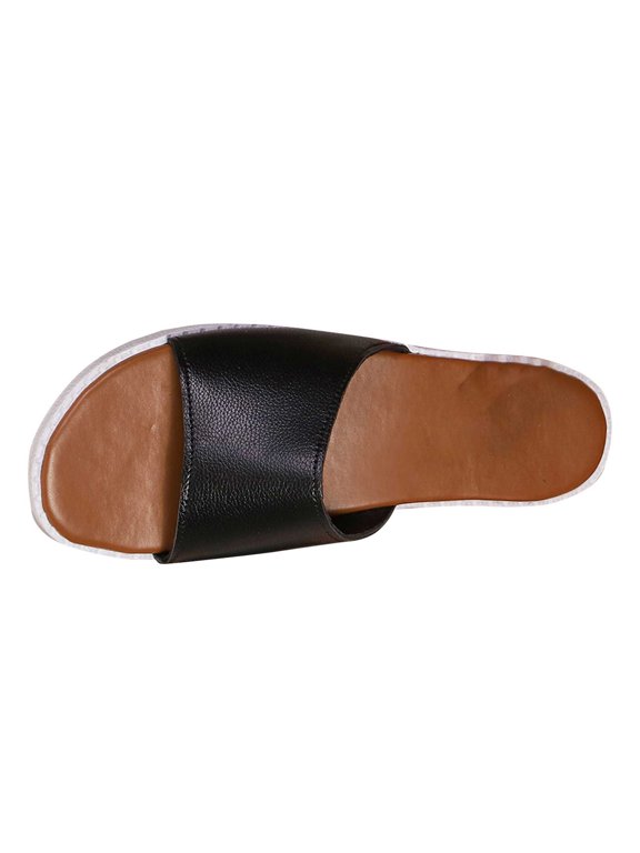 Clearence Women's Seamless Fish Mouth Wedge Slippers Thick Non-Slip Sole Solid Color Flat Sandals Wide Fit Summer Casual Beach Walking Shoes