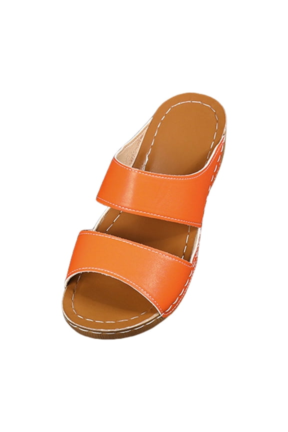 Clearence Women's Slip-On Orthopedic Wedge Sandals Arch Support Summer Beach Walking Shoes Lightweight Non-Slip Slippers with Cushioned Sole for All-Day Comfort