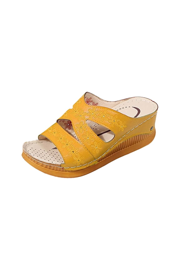 Clearence Women’s Slope Heel Sandals Beach Casual Footwear with Hollow Diamond Cutouts Thick Non-Slip Sole Lightweight Cushioning Slides