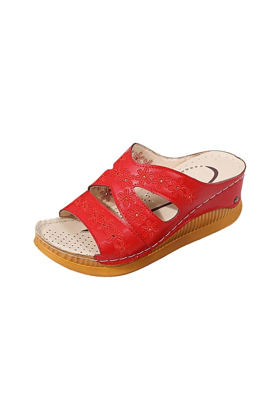 Clearence Women’s Slope Heel Sandals Beach Casual Footwear with Hollow Diamond Cutouts Thick Non-Slip Sole Lightweight Cushioning Slides